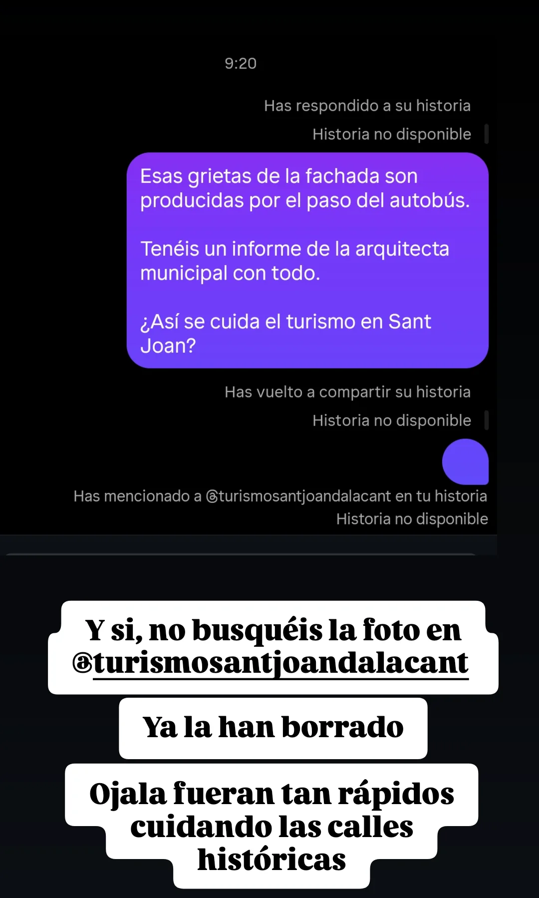Respuesta enviada desde la cuenta de la asociación a la historia institucional.