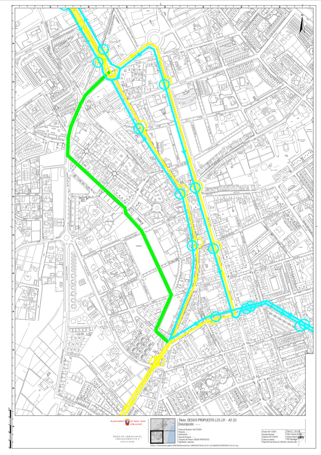 Plano del desvío propuesto L23 / L31